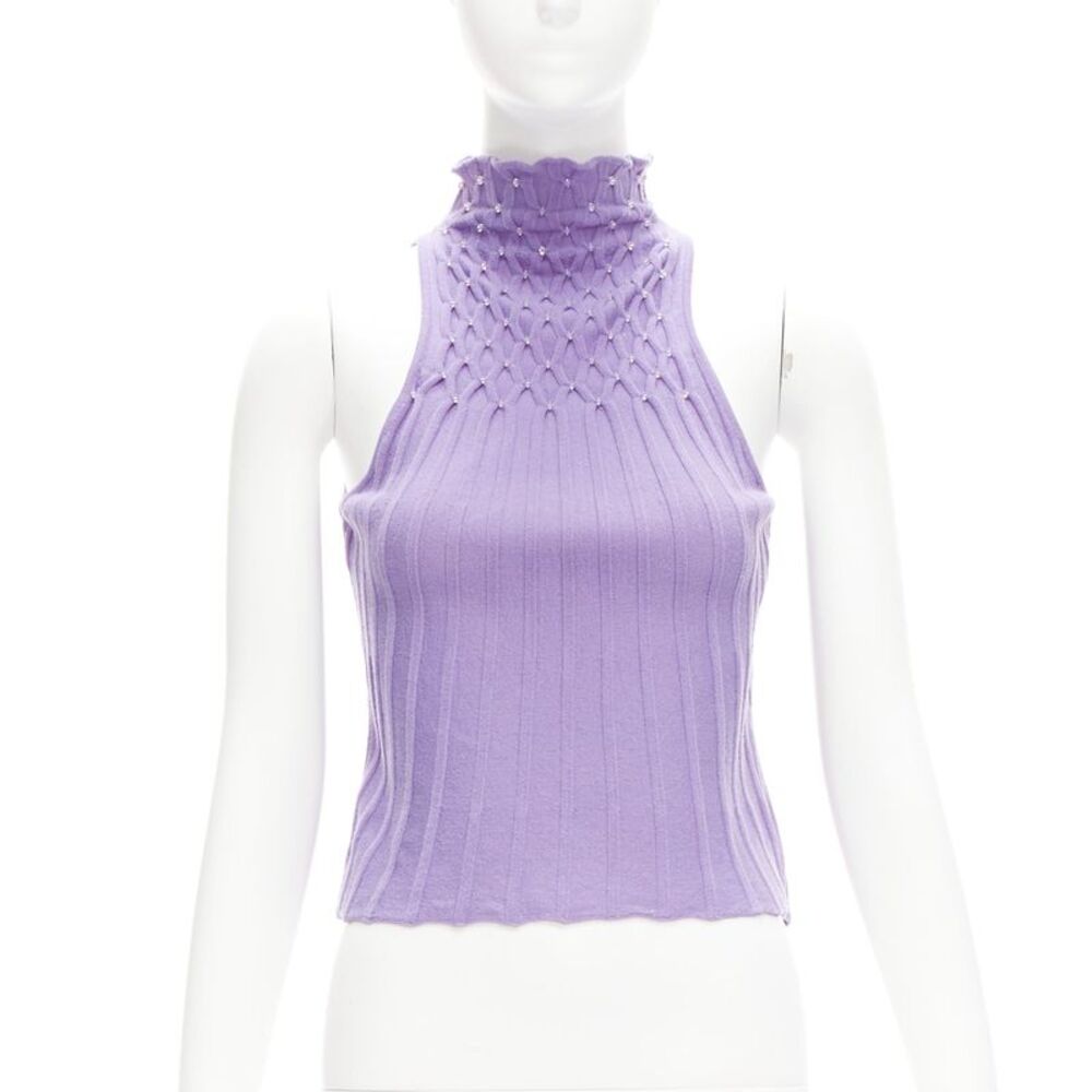 Gianni Versace Beaded Crop Turtleneck